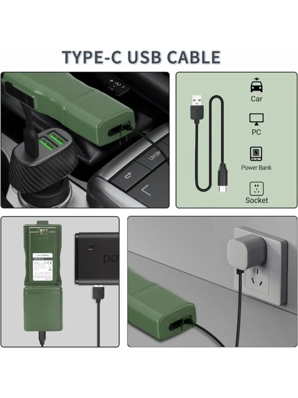 High-Capacity 12000mAh Battery for Walkie Talkies with USB-C Charger - Two Way